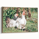 Farmhouse Wall Art: Country Chickens in Garden - Rustic Farmhouse Decor