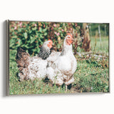 Farmhouse Wall Art: Country Chickens in Garden - Rustic Farmhouse Decor