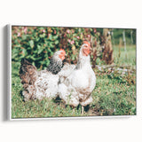 Farmhouse Wall Art: Country Chickens in Garden - Rustic Farmhouse Decor
