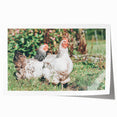 Farmhouse Wall Art: Country Chickens in Garden - Rustic Farmhouse Decor