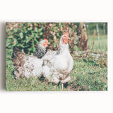 Farmhouse Wall Art: Country Chickens in Garden - Rustic Farmhouse Decor
