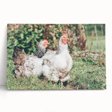 Farmhouse Wall Art: Country Chickens in Garden - Rustic Farmhouse Decor