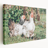 Farmhouse Wall Art: Country Chickens in Garden - Rustic Farmhouse Decor