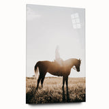 Farmhouse Wall Art - Rider on Horse at Sunset Rustic Country Style Decor