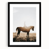 Farmhouse Wall Art - Rider on Horse at Sunset Rustic Country Style Decor