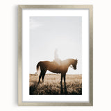 Farmhouse Wall Art - Rider on Horse at Sunset Rustic Country Style Decor