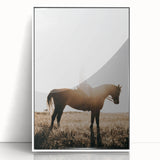 Farmhouse Wall Art - Rider on Horse at Sunset Rustic Country Style Decor