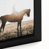 Farmhouse Wall Art - Rider on Horse at Sunset Rustic Country Style Decor
