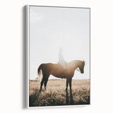 Farmhouse Wall Art - Rider on Horse at Sunset Rustic Country Style Decor