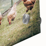 Farmhouse Wall Art: Chickens by Fence - Rustic Country Style Decor Print