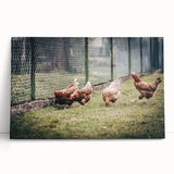 Farmhouse Wall Art: Chickens by Fence - Rustic Country Style Decor Print