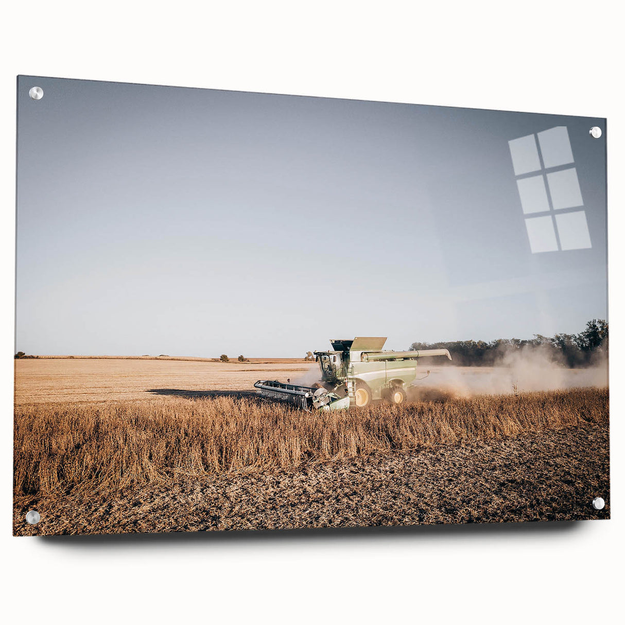 Farmhouse Wall Art: Combine Harvester in Field - Rustic Country Decor