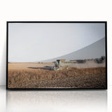Farmhouse Wall Art: Combine Harvester in Field - Rustic Country Decor