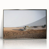 Farmhouse Wall Art: Combine Harvester in Field - Rustic Country Decor