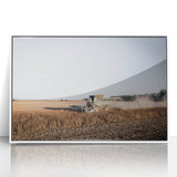 Farmhouse Wall Art: Combine Harvester in Field - Rustic Country Decor