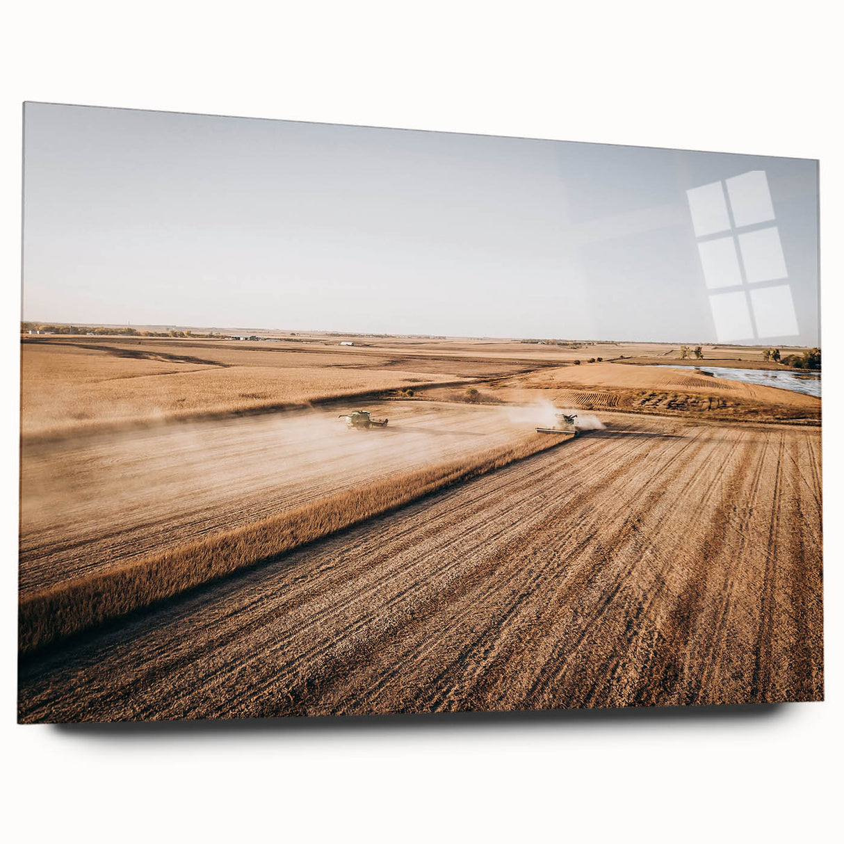 Farmhouse Wall Art: Aerial Harvesting Scene - Rustic Country Decor Print