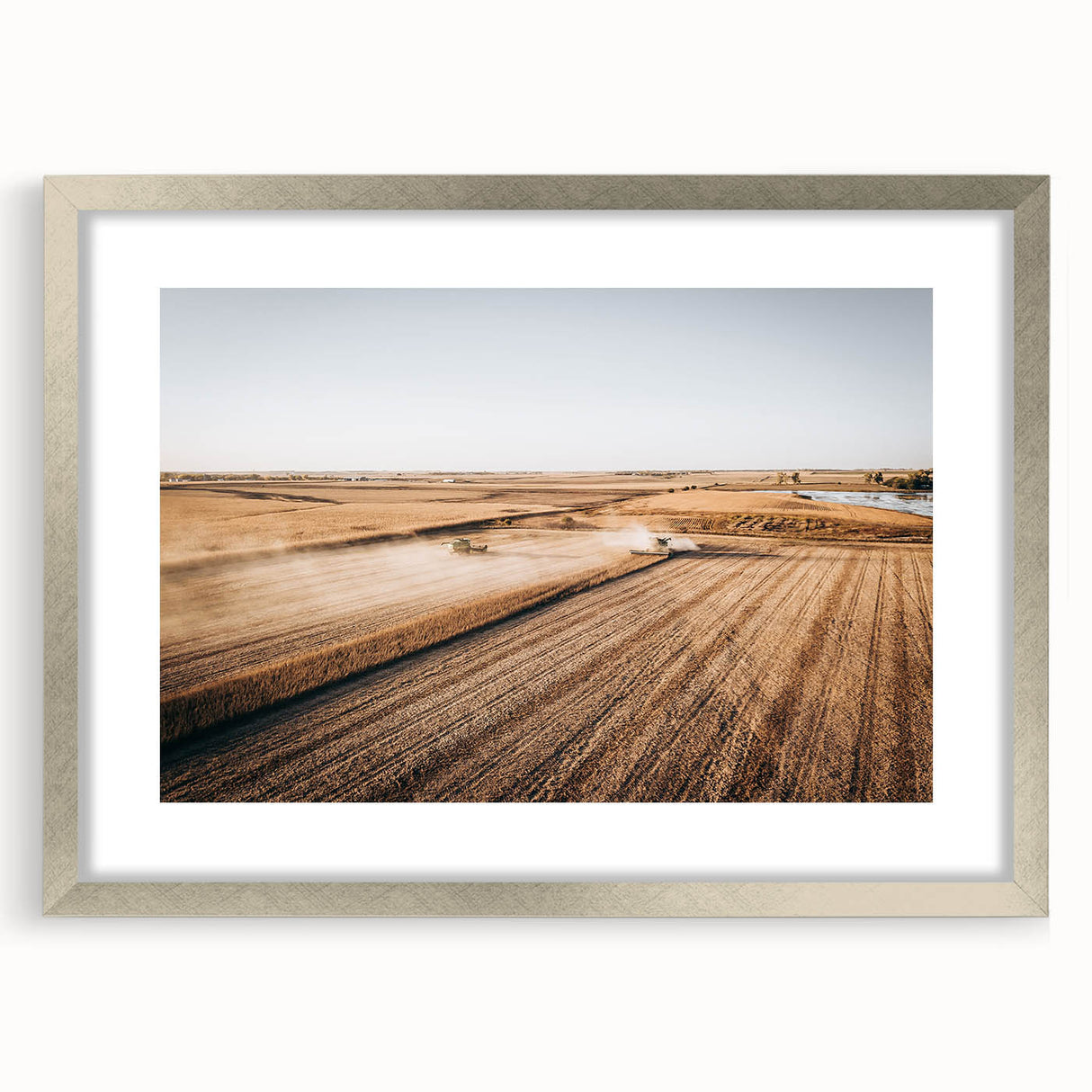 Farmhouse Wall Art: Aerial Harvesting Scene - Rustic Country Decor Print