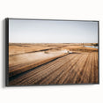 Farmhouse Wall Art: Aerial Harvesting Scene - Rustic Country Decor Print