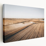 Farmhouse Wall Art: Aerial Harvesting Scene - Rustic Country Decor Print