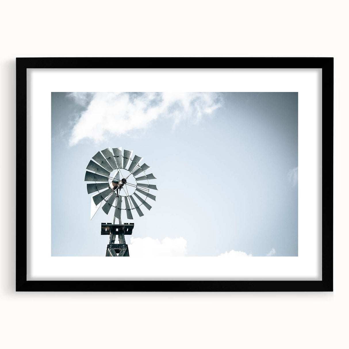 Farmhouse Wall Art: Windmill in Sky - Rustic Country Style Decor Print