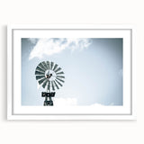 Farmhouse Wall Art: Windmill in Sky - Rustic Country Style Decor Print