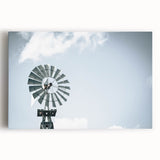 Farmhouse Wall Art: Windmill in Sky - Rustic Country Style Decor Print