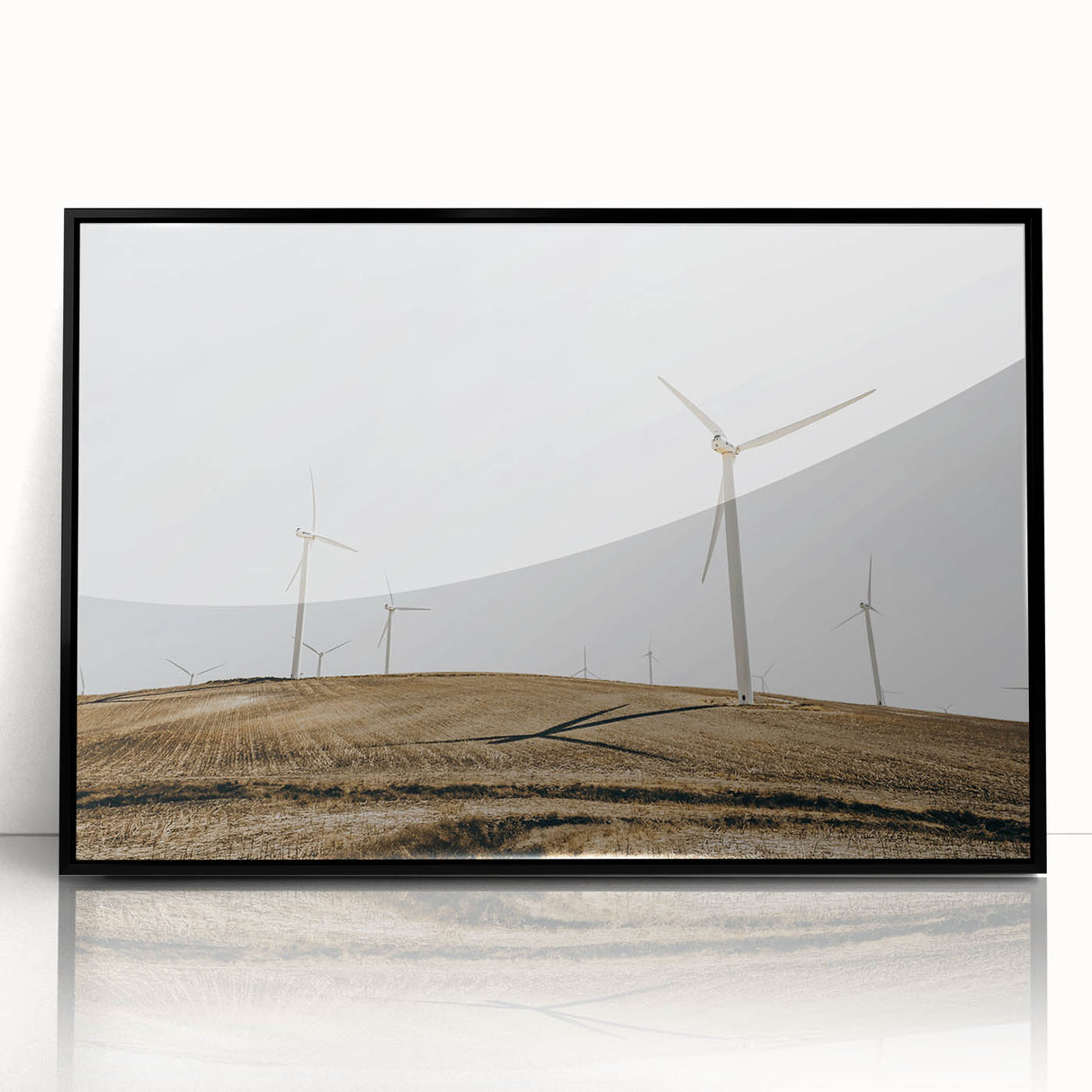 Farmhouse Wall Art: Wind Turbines on Hill - Rustic Country Style Decor