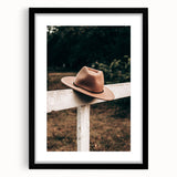 Classic Cowboy Hat on Fence - Rustic Farmhouse Wall Art for Country Decor