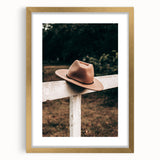 Classic Cowboy Hat on Fence - Rustic Farmhouse Wall Art for Country Decor