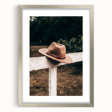 Classic Cowboy Hat on Fence - Rustic Farmhouse Wall Art for Country Decor