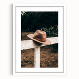 Classic Cowboy Hat on Fence - Rustic Farmhouse Wall Art for Country Decor