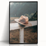 Classic Cowboy Hat on Fence - Rustic Farmhouse Wall Art for Country Decor