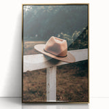 Classic Cowboy Hat on Fence - Rustic Farmhouse Wall Art for Country Decor