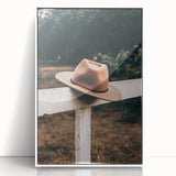 Classic Cowboy Hat on Fence - Rustic Farmhouse Wall Art for Country Decor