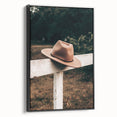 Classic Cowboy Hat on Fence - Rustic Farmhouse Wall Art for Country Decor