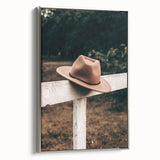 Classic Cowboy Hat on Fence - Rustic Farmhouse Wall Art for Country Decor