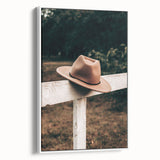 Classic Cowboy Hat on Fence - Rustic Farmhouse Wall Art for Country Decor