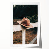 Classic Cowboy Hat on Fence - Rustic Farmhouse Wall Art for Country Decor