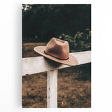 Classic Cowboy Hat on Fence - Rustic Farmhouse Wall Art for Country Decor