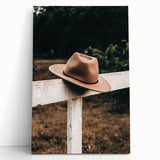 Classic Cowboy Hat on Fence - Rustic Farmhouse Wall Art for Country Decor