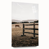 Rustic Farmhouse Wall Art - Grazing Horse Country Scene Decor