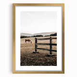 Rustic Farmhouse Wall Art - Grazing Horse Country Scene Decor