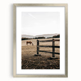Rustic Farmhouse Wall Art - Grazing Horse Country Scene Decor