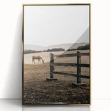 Rustic Farmhouse Wall Art - Grazing Horse Country Scene Decor