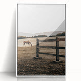 Rustic Farmhouse Wall Art - Grazing Horse Country Scene Decor
