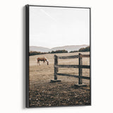 Rustic Farmhouse Wall Art - Grazing Horse Country Scene Decor