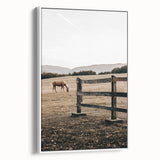 Rustic Farmhouse Wall Art - Grazing Horse Country Scene Decor