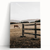 Rustic Farmhouse Wall Art - Grazing Horse Country Scene Decor