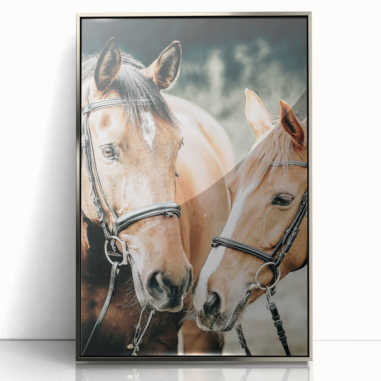 Farmhouse Wall Art - Two Horses Rustic Country Decor for Farmhouse Homes