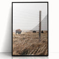Rustic Farmhouse Buffalo Grazing Wall Art - Country Style Decor